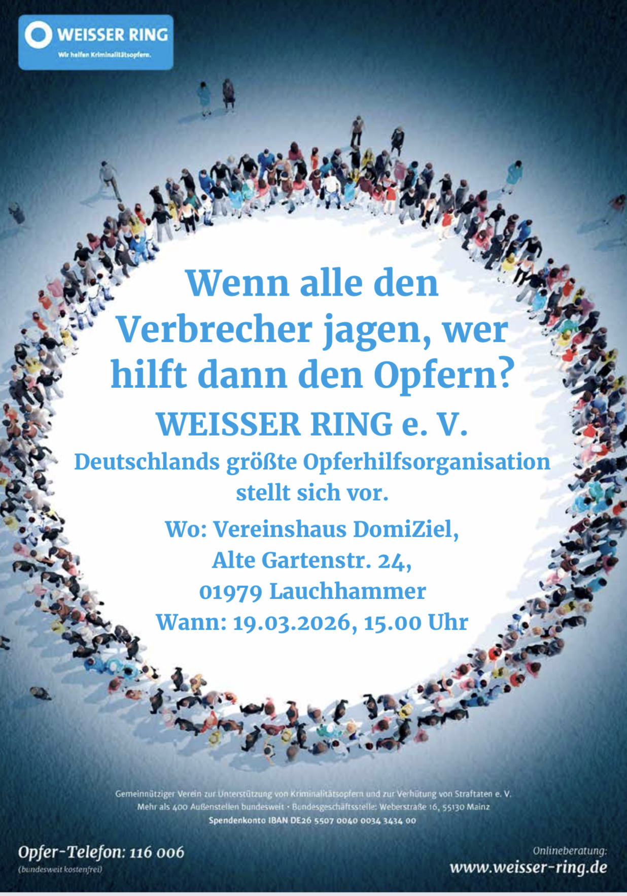 Deutschlands größte Opferhilfsorganisation stellt sich diesmal in Lauchhammer vor.